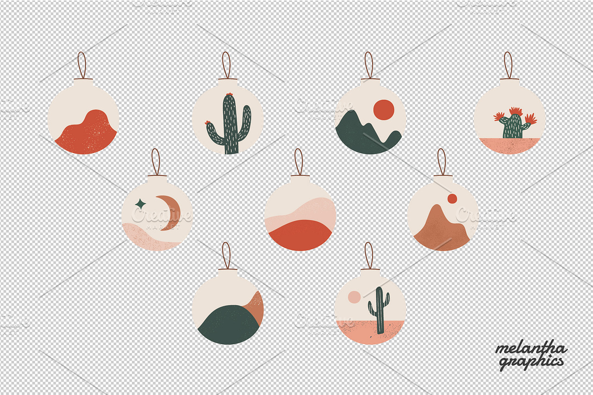 Boho Desert Christmas Ornaments Set, an Object Graphic by MelanthaGraphics (Photo 3 of 3)