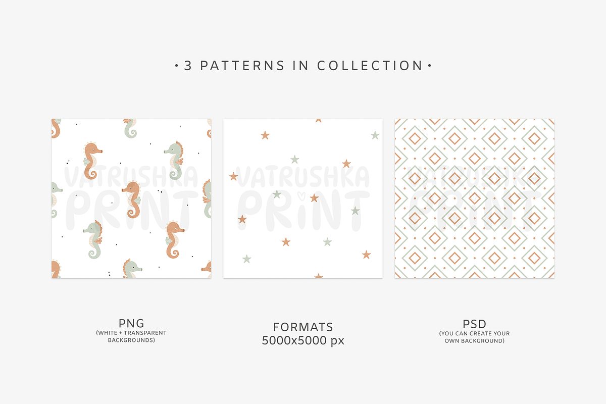 Sea Designs for children fabric, a Pattern Graphic by vatrushkaprint_store (Photo 2 of 5)