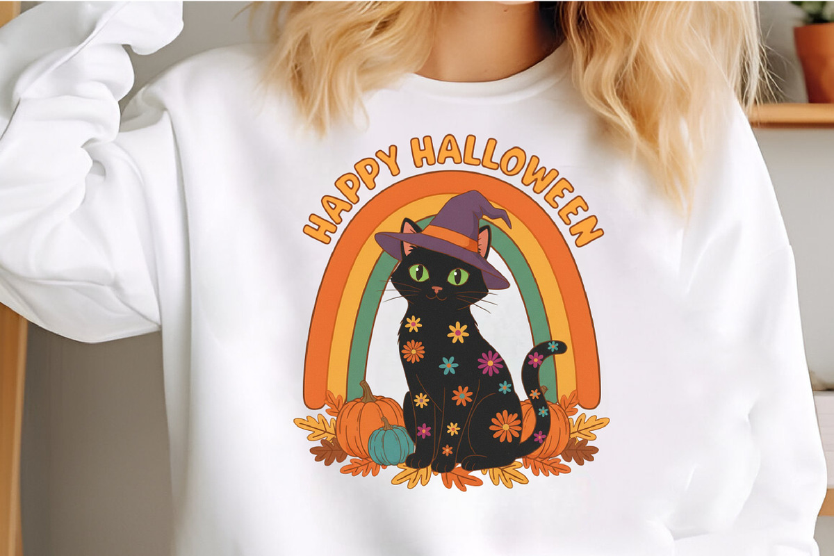 Happy Halloween Cat with Rainbow PNG, an Illustration by Craft Nest (Photo 3 of 6)