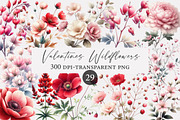 Watercolor Valentines Wildflowers, an Illustration by Designworld (Thumbnail 1 of 5)