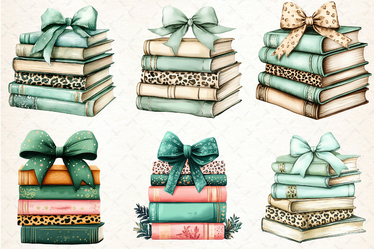 Sage Coquette Bow Book Stack PNG, an Illustration by Libby Wishes (Photo 6 of 6)