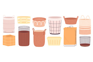 Laundry flat baskets. Plastic metal, an Object Illustration by LadadikArt