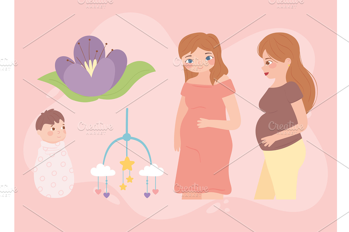 set pregnants women, a Person Illustration by studiogstock