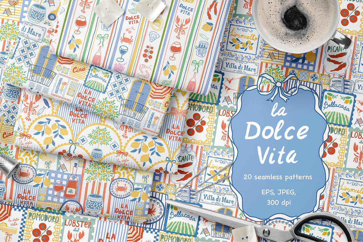 Italian summer - Dolce Vita pattern, a Pattern Graphic by Tani Kuzminka (Photo 27 of 29)