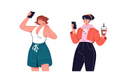 People with smartphones set, a Person Illustration by PaperTrident (Thumbnail 4 of 6)