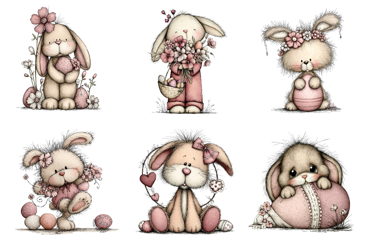 Happy Easter Bunny Clipart, an Illustration by Dream Creation (Photo 2 of 7)