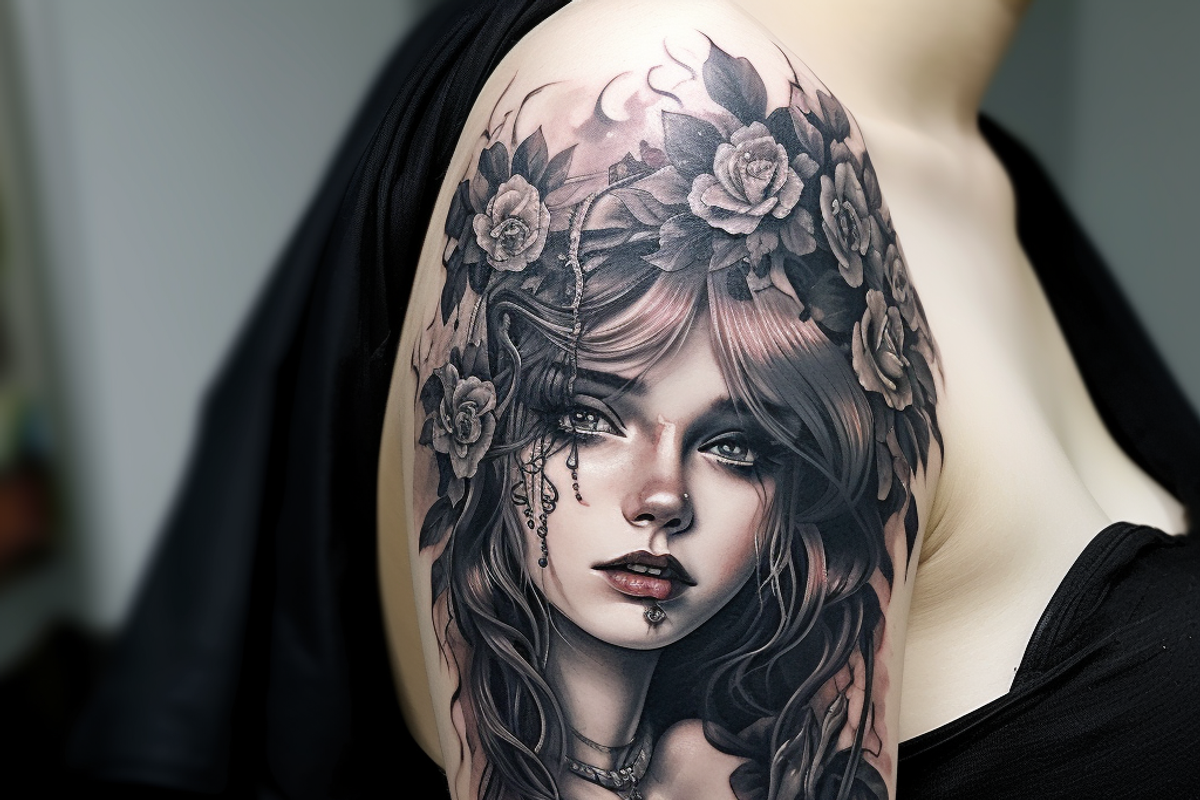 Gothic Girls tattoo flash bundle, a Brush Add-On by ProcreateInk (Photo 9 of 11)