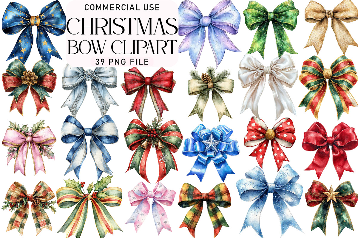 Christmas bow clipart, an Illustration by Daily.Designs (Photo 1 of 5)