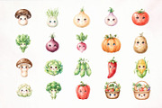 Cute Vegetable Clipart Bundle, a Decorative Illustration by Arslan (Thumbnail 2 of 9)