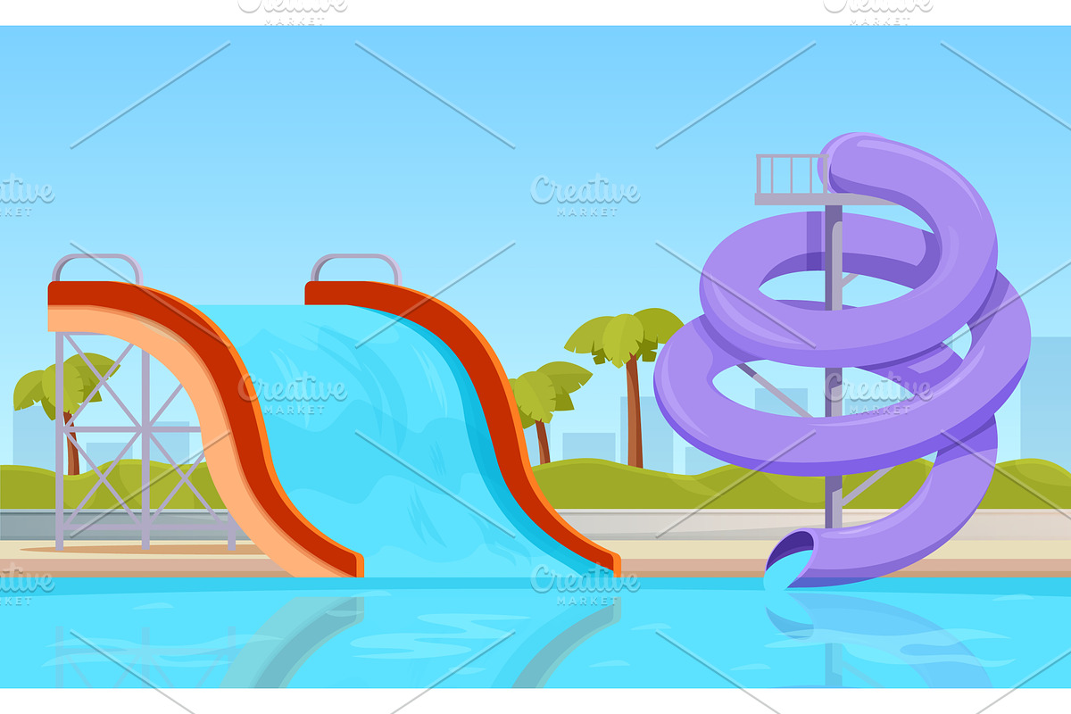 Water slides in waterpark. Aquapark, a Sport Illustration by Valerie Bodnar
