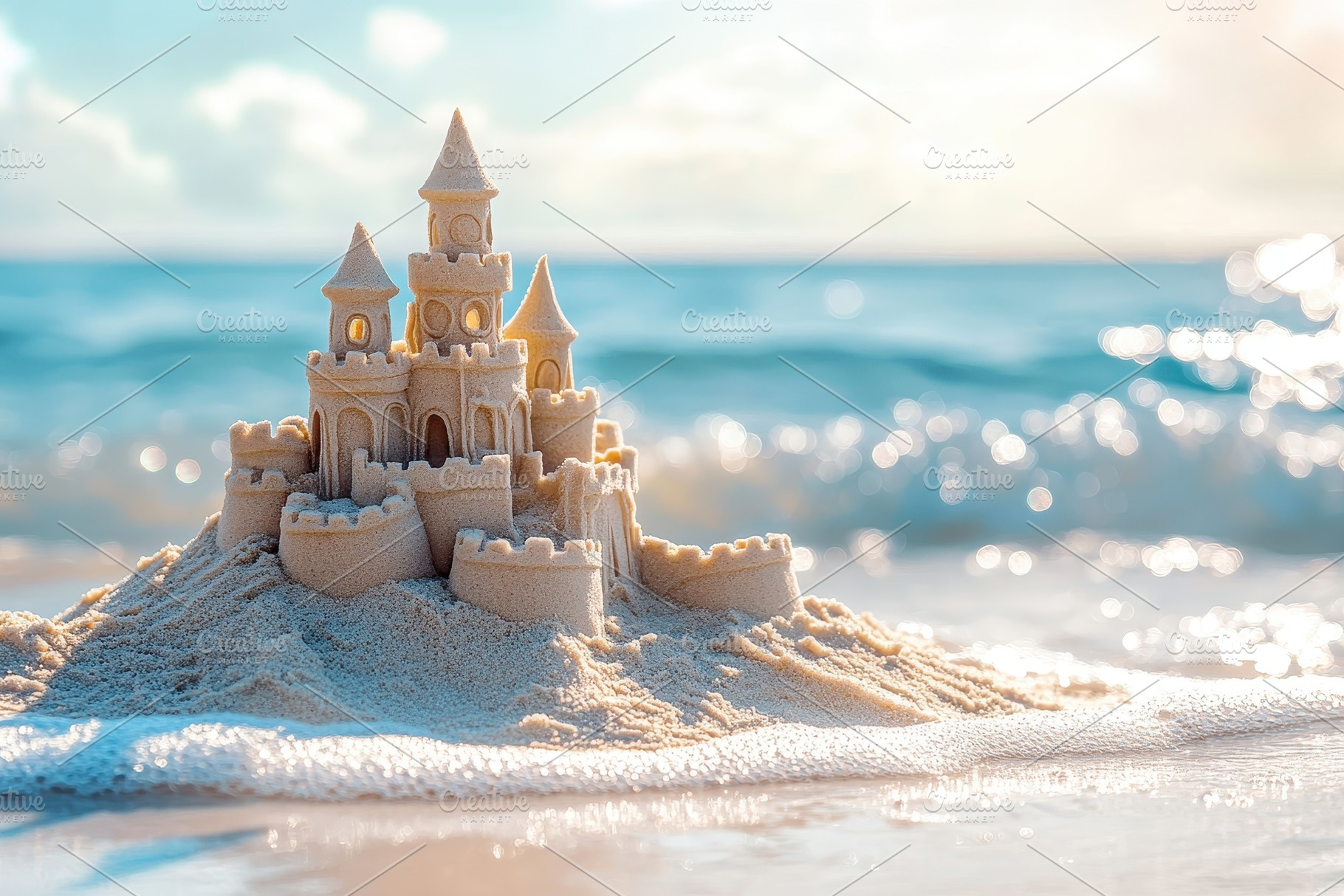 Intricate sandcastle stands proud on, a Photo by Iftikhar Alam