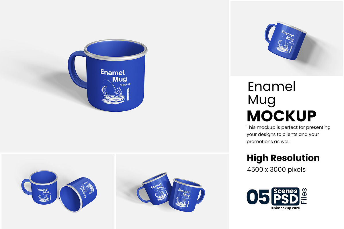 Enamel Mug Mockup, a Product Mockup by bimockup (Photo 1 of 6)