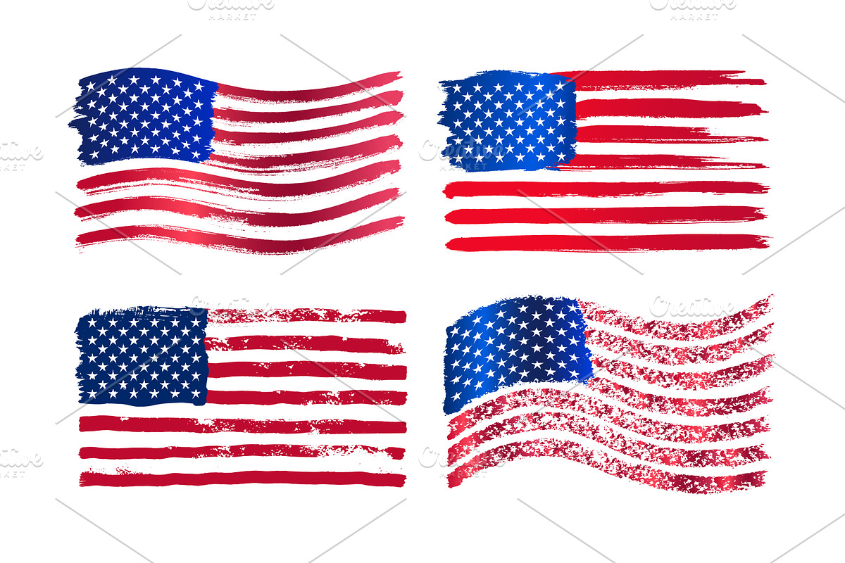 Set of Grunge American vector flag., an Object Graphic by Vector photo shop