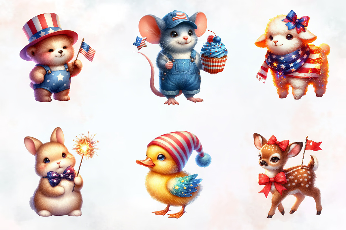 Patriotic Cute Animals Clipart, an Illustration by RobertsArt (Photo 8 of 8)