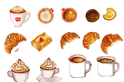 Watercolor Coffee Clipart | Cafe, a Food Illustration by Sahar Heumesser (Thumbnail 2 of 6)