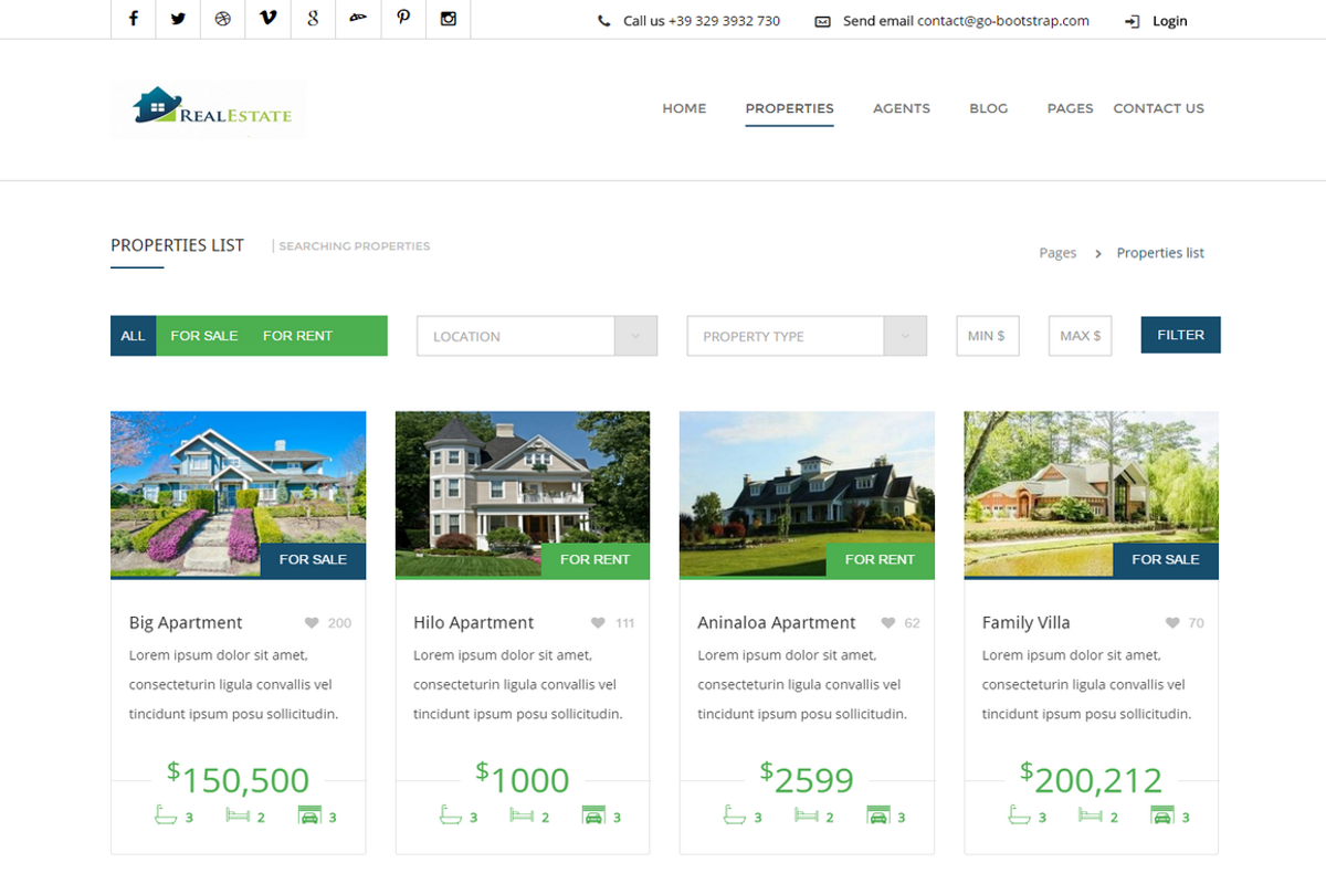 Real Estate Responsive Template, a Bootstrap Template by auroraruggieri (Photo 3 of 12)