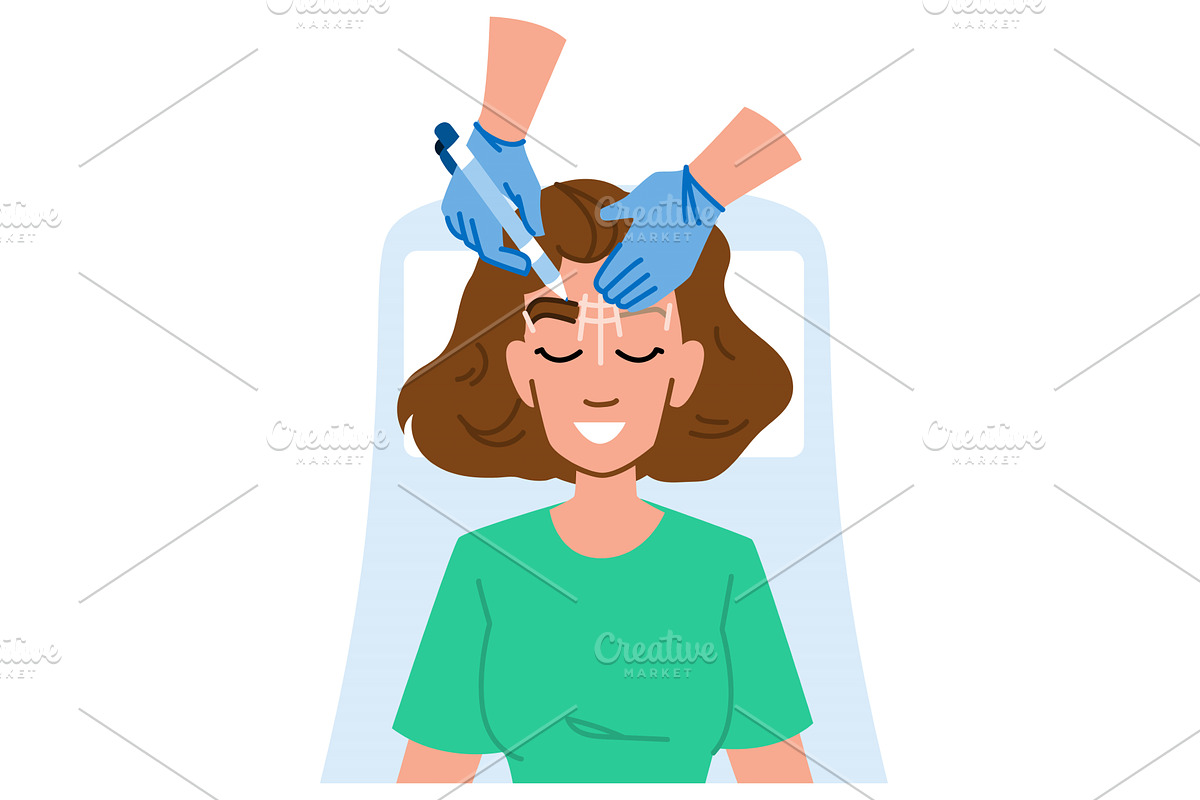 Surgeon preparing patient forehead, a Healthcare Illustration by pikepicture