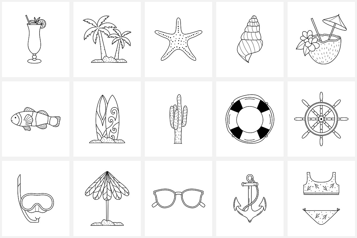Hand Drawn Line Travel Icons, an Outline Icon by NatalieArtShop (Photo 2 of 16)