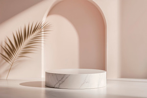 Minimalist marble podium for product, a Photo by rarrarorro