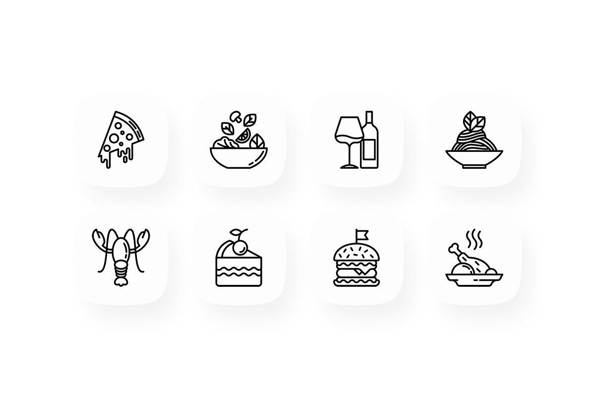 Restaurant 16 Thin Line Icons Set, an Outline Icon by Alex Blogoodf (Photo 4 of 5)