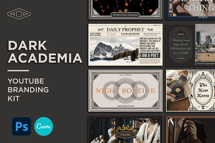 Dark Academia YT Kit in PSD & CANVA