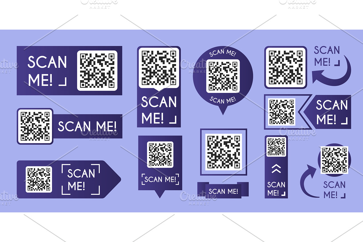 QR code scanner icons set isolated, an Object Illustration by art PVP - market