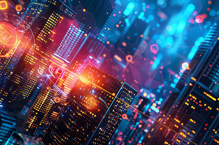 Data center concept. Big data visualization. Futuristic server room background., a Background Photo by ImageMir