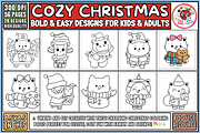 Cozy Christmas Coloring Pages, a Seasonal Illustration by EduEnrich (Thumbnail 1 of 3)
