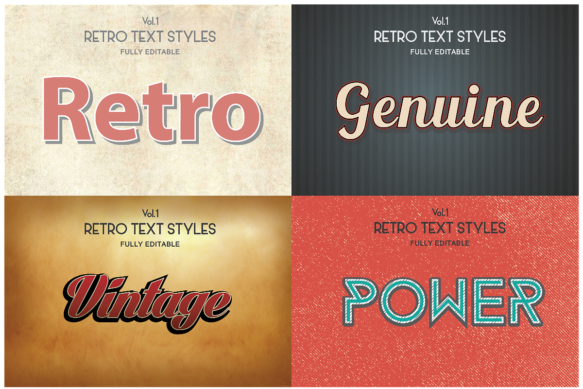 Vintage Retro Text Styles .Ai preview 2
