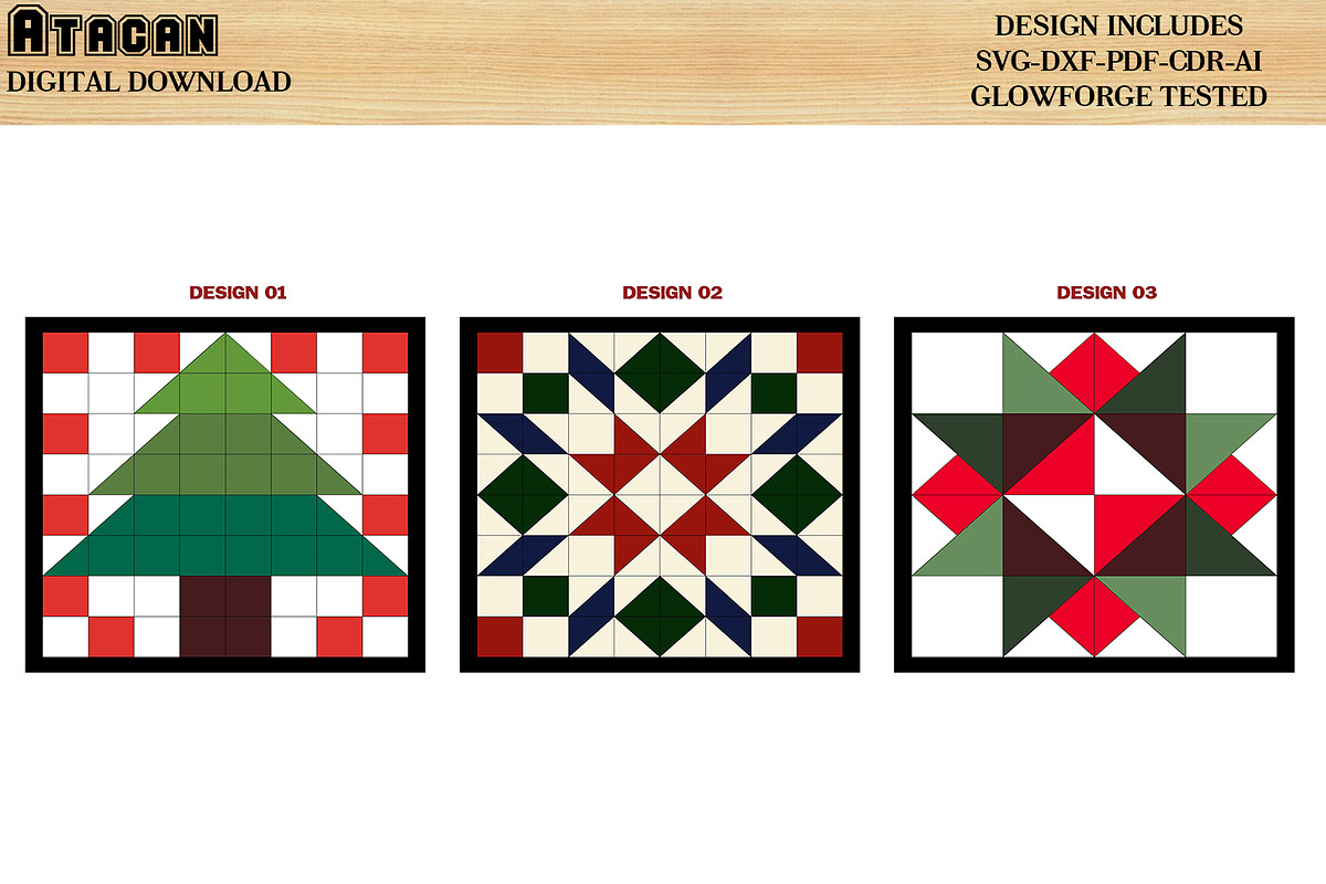 Christmas Barn Quilt NewYear Pattern, a Pattern Graphic by AtacanDigital (Photo 2 of 8)