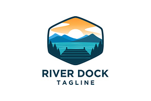 Dock and lake logo design template, a Branding & Logo Template by jundio studio