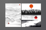 Sumi-e zen landscapes, an Illustration by Elina_Li (Thumbnail 6 of 7)