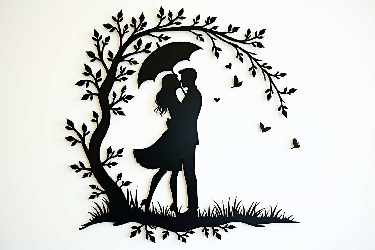 Romantic Couple Holding Umbrella, an Illustration by Amazin_art (Photo 18 of 21)