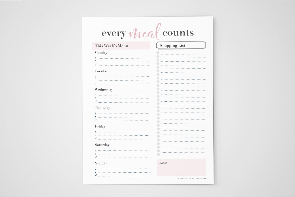 Meal Planner Printable, 4 Sizes, a Templates & Theme by Ember & Co (Photo 4 of 6)