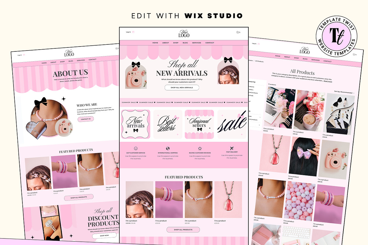Pink Wix Studio Template, a Wix Template by Template Twist Shop (Photo 2 of 10)