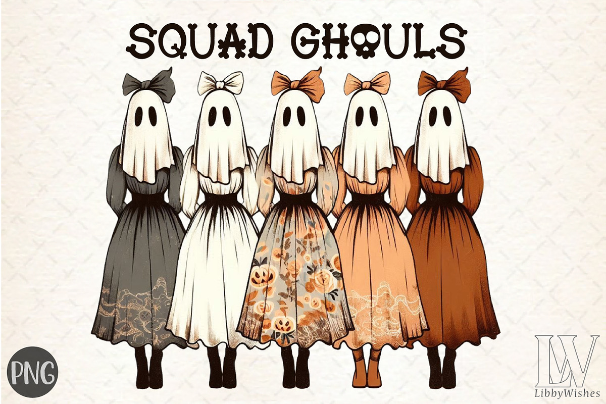 Vintage Halloween Squad Ghouls Png, an Illustration by Libby Wishes (Photo 1 of 6)