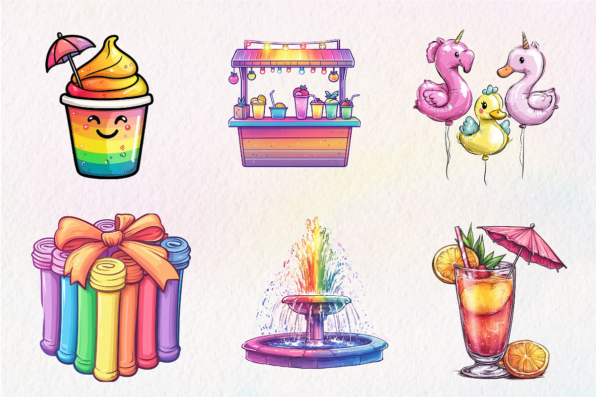 Colorful Pool Party Clipart, an Illustration by CreationArt (Photo 2 of 5)