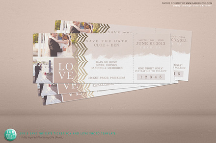 2x5.5 Save the Date Love Ticket psd, a Business Card Template by FUN TENT DESIGN