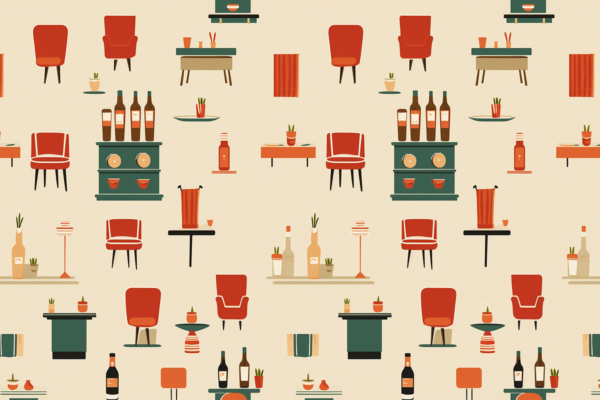 Vintage pattern restaurant, a Pattern Graphic by AlexandraTret (Photo 1 of 3)