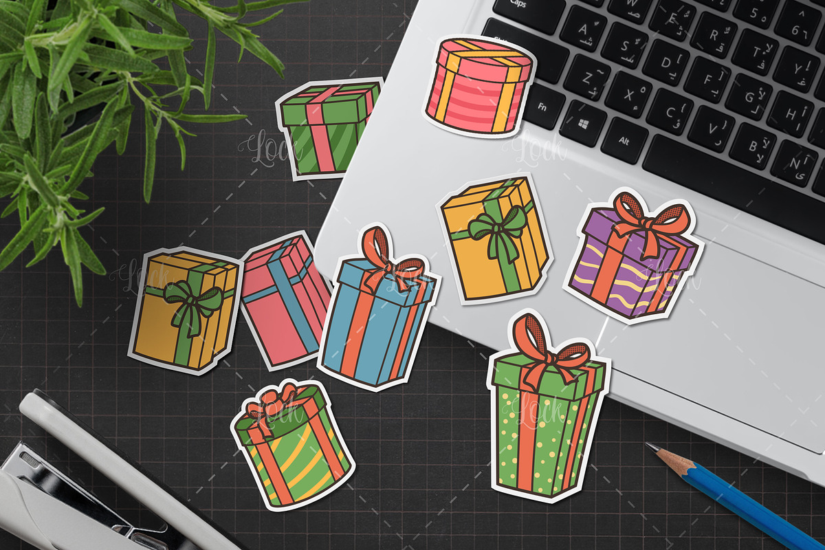 Set of gift box sticker design, a Graphic by Allmostudio (Photo 4 of 4)