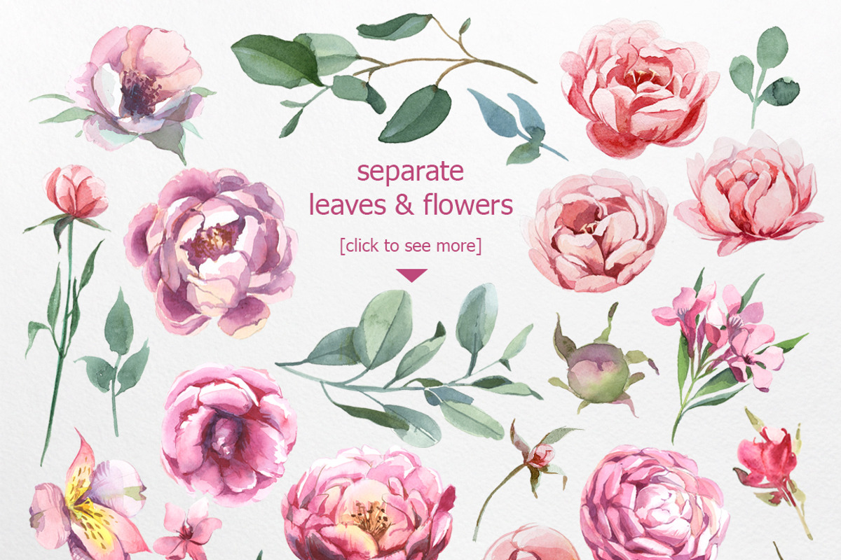 Watercolor flowers, a Texture Illustration by katyabuslaeva (Photo 5 of 6)