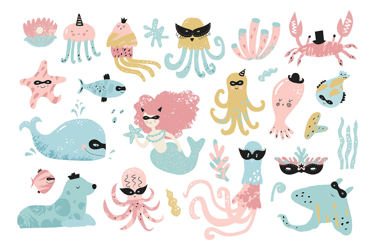 Sea carnival. Graphic Collection, an Animal Illustration by Maru_art (Photo 3 of 14)