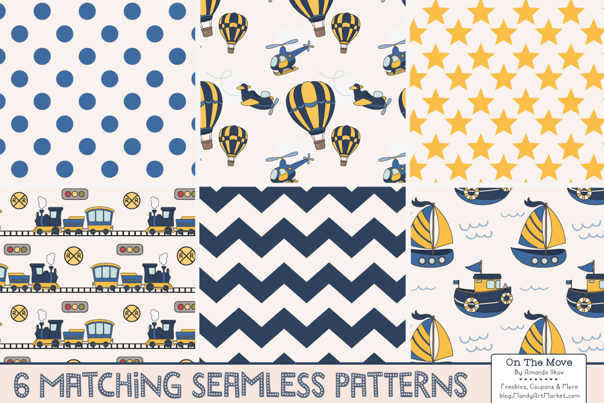 Navy & Yellow Transportation Clipart, a Transportation Illustration by Amanda Ilkov (Photo 3 of 3)