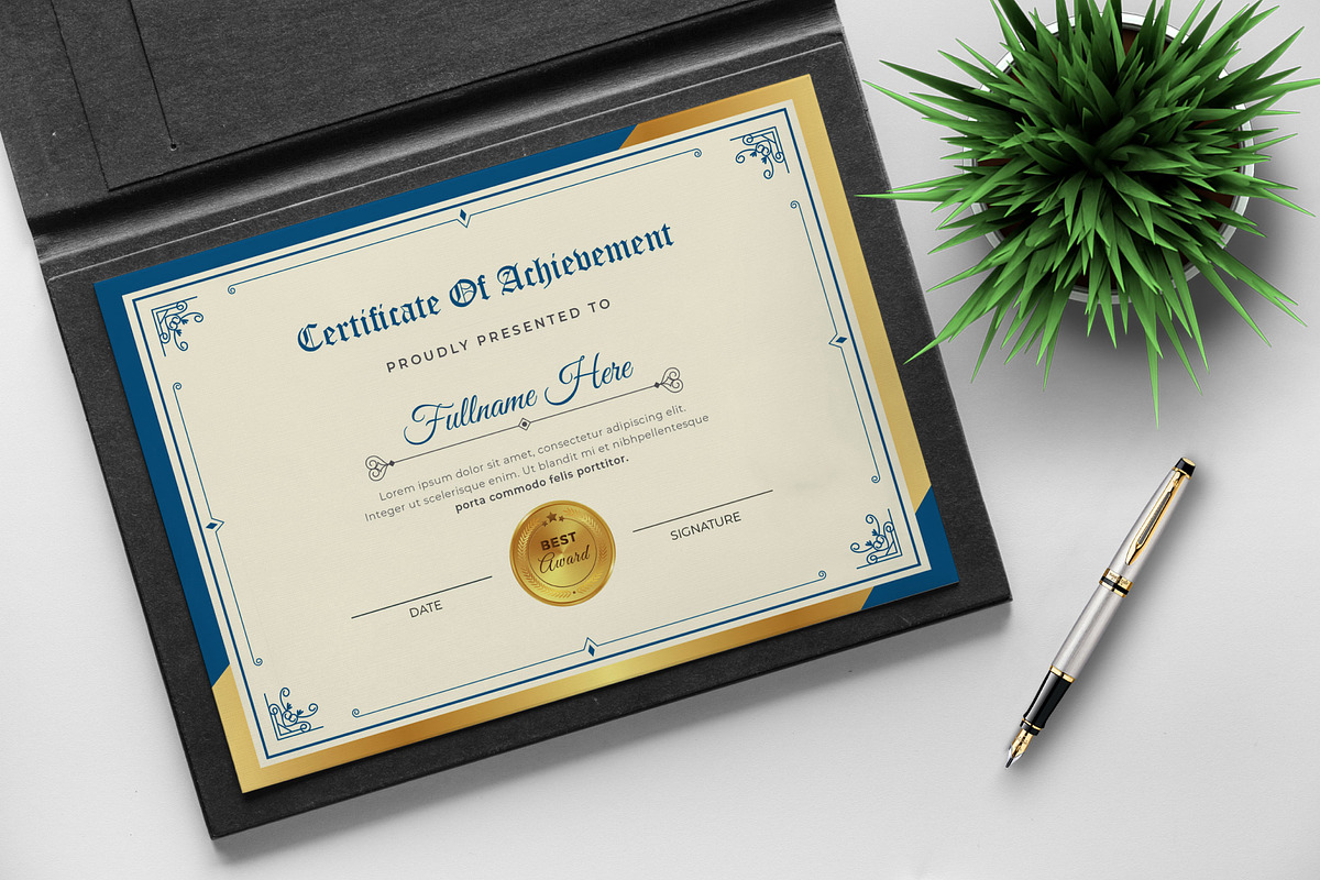 Certificate of Achievement Template, a Templates & Theme by Goodsdune