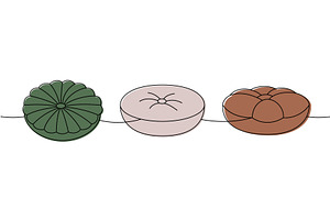 Set of pillows one line colored, an Object Illustration by GraphiShop