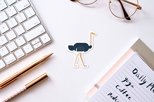 Ostrich Simple Sticker Design