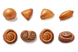 Pattern of homemade buns and pies, a Food & Drink Photo by Yaroslav Danylchenko