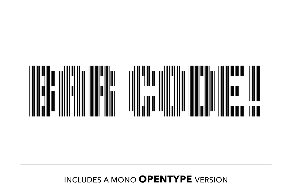 Bar Code Font, a Font by SelfBuild Type