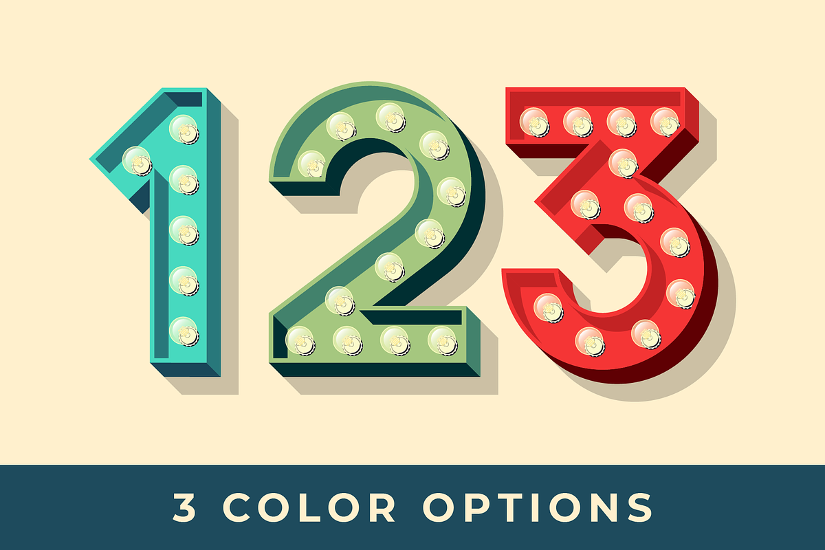 Retro Light Bulb Numerals, an Object Graphic by Ben Buysse (Photo 4 of 5)