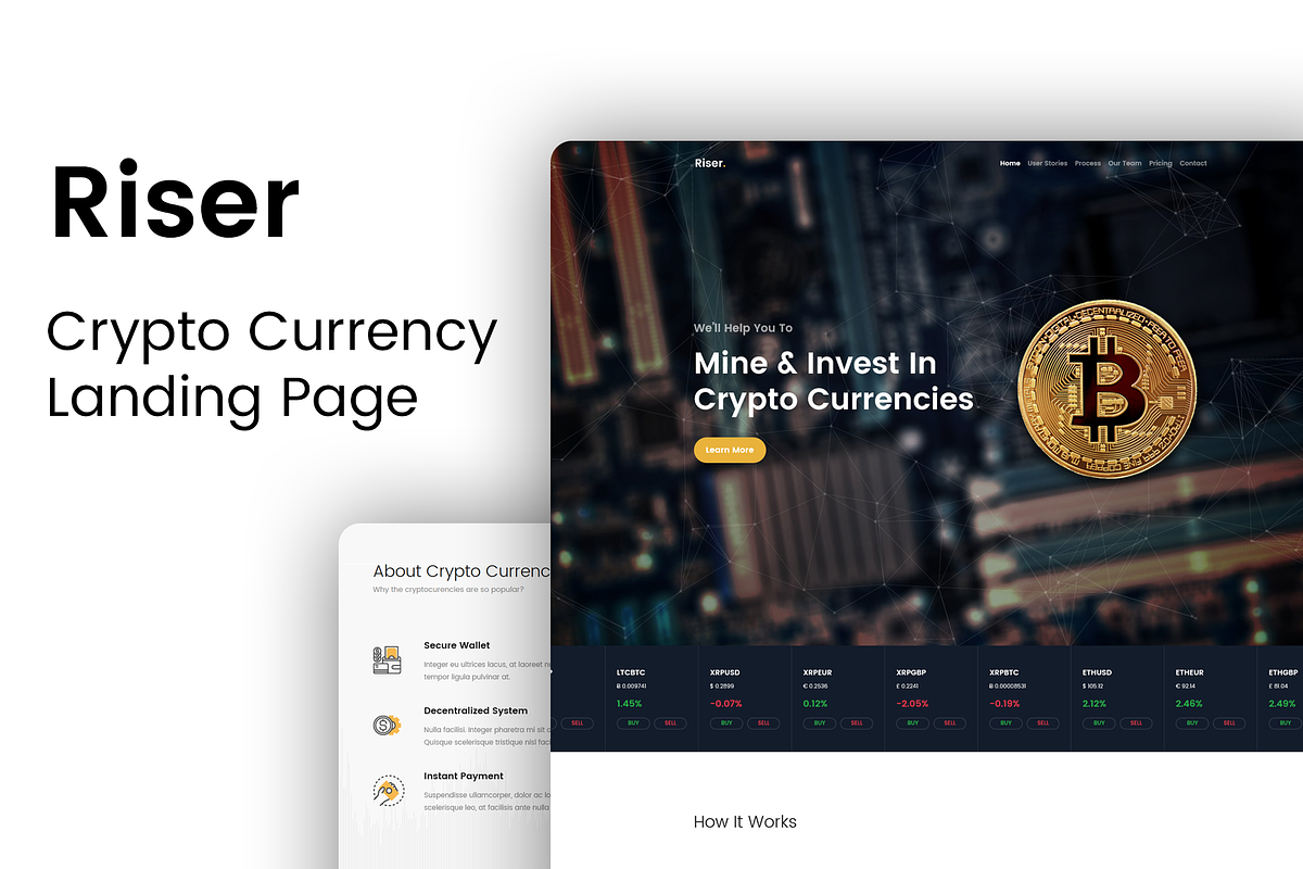 Riser - Crypto Currency Landing Page, a Landing Page Template by Ondrej Lechan